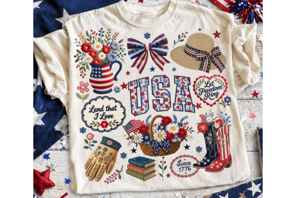 Cottagecore Floral USA Faux Embroidery